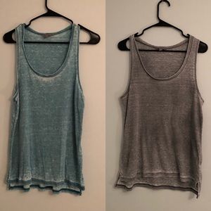 two Rubbish distressed flowy tank tops